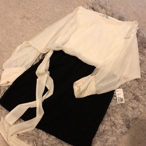 Cream and black mini dress